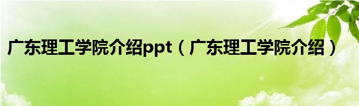 广东理工学院介绍ppt（广东理工学院介绍）