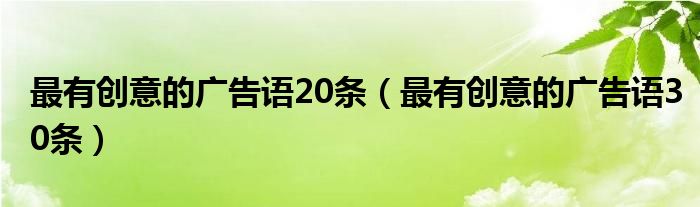 最有创意的广告语20条（最有创意的广告语30条）