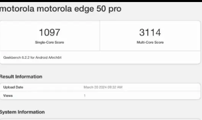 摩托罗拉Edge50Pro可能配备Snapdragon7Gen3