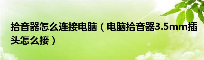 拾音器怎么连接电脑（电脑拾音器3.5mm插头怎么接）