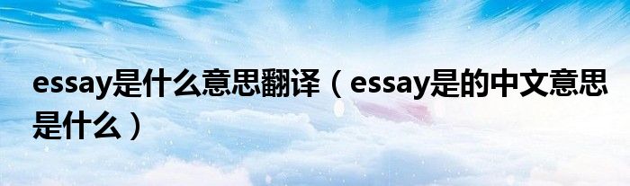 essay是什么意思翻译（essay是的中文意思是什么）