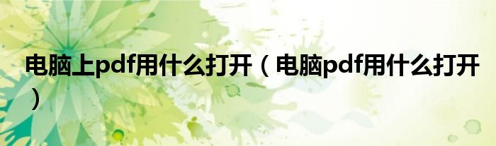 电脑上pdf用什么打开（电脑pdf用什么打开）