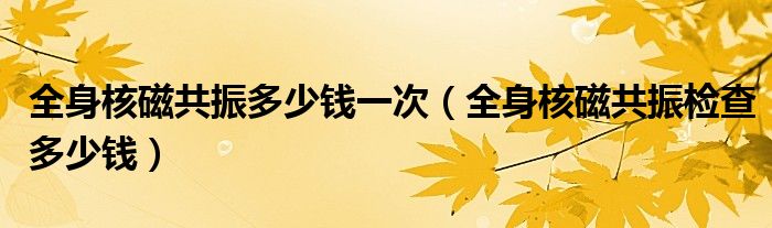 全身核磁共振多少钱一次（全身核磁共振检查多少钱）