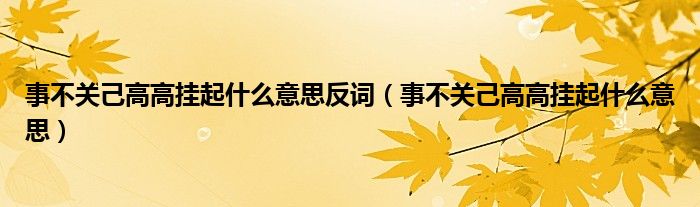 事不关己高高挂起什么意思反词（事不关己高高挂起什么意思）