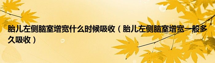 胎儿左侧脑室增宽什么时候吸收（胎儿左侧脑室增宽一般多久吸收）