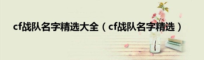 cf战队名字精选大全（cf战队名字精选）