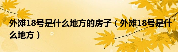 外滩18号是什么地方的房子（外滩18号是什么地方）