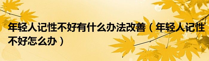 年轻人记性不好有什么办法改善（年轻人记性不好怎么办）