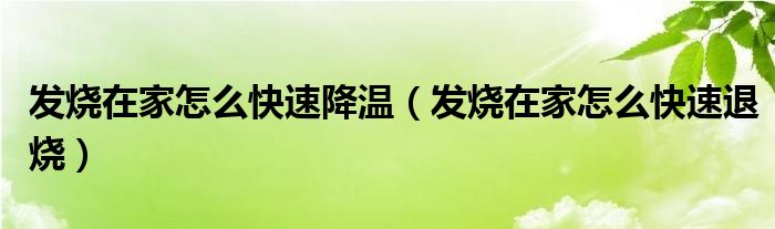 发烧在家怎么快速降温（发烧在家怎么快速退烧）