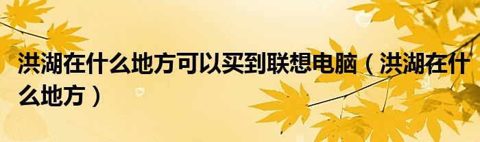 洪湖在什么地方可以买到联想电脑（洪湖在什么地方）