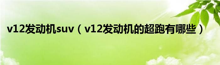 v12发动机suv（v12发动机的超跑有哪些）