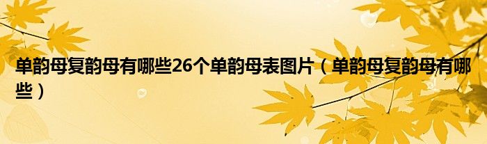 单韵母复韵母有哪些26个单韵母表图片（单韵母复韵母有哪些）