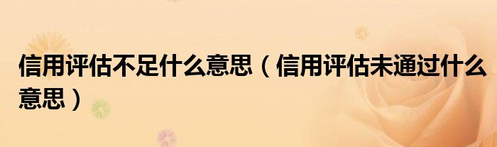 信用评估不足什么意思（信用评估未通过什么意思）