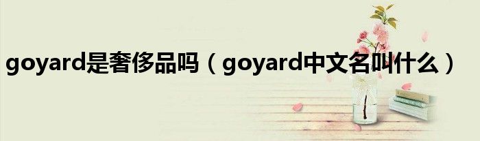 goyard是奢侈品吗（goyard中文名叫什么）