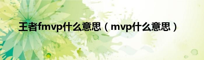 王者fmvp什么意思（mvp什么意思）