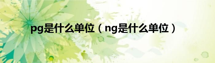 pg是什么单位（ng是什么单位）