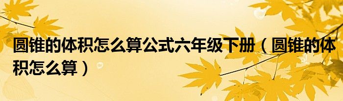 圆锥的体积怎么算公式六年级下册（圆锥的体积怎么算）