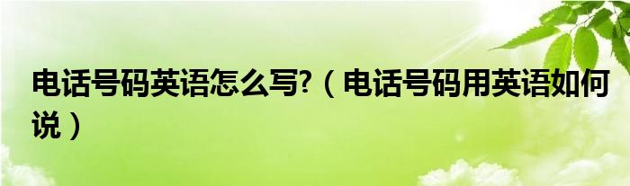 电话号码英语怎么写?（电话号码用英语如何说）