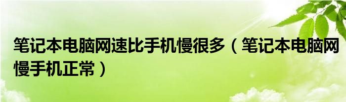 笔记本电脑网速比手机慢很多（笔记本电脑网慢手机正常）