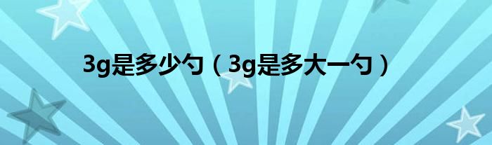 3g是多少勺（3g是多大一勺）