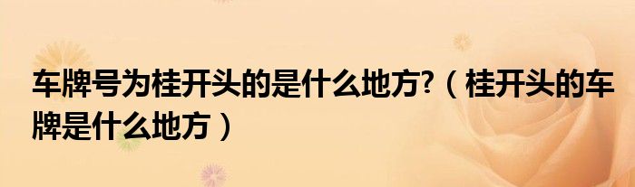 车牌号为桂开头的是什么地方?（桂开头的车牌是什么地方）