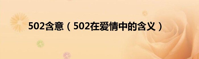 502含意（502在爱情中的含义）