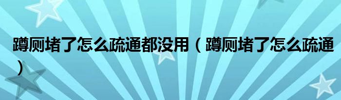 蹲厕堵了怎么疏通都没用（蹲厕堵了怎么疏通）