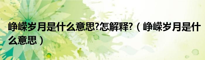 峥嵘岁月是什么意思?怎解释?（峥嵘岁月是什么意思）