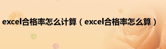 excel合格率怎么计算（excel合格率怎么算）