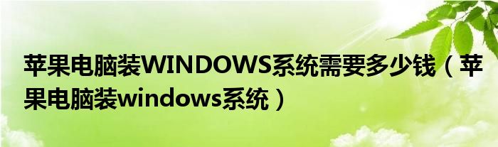 苹果电脑装WINDOWS系统需要多少钱（苹果电脑装windows系统）