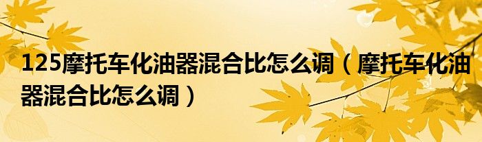 125摩托车化油器混合比怎么调（摩托车化油器混合比怎么调）