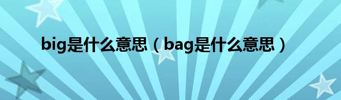 big是什么意思（bag是什么意思）