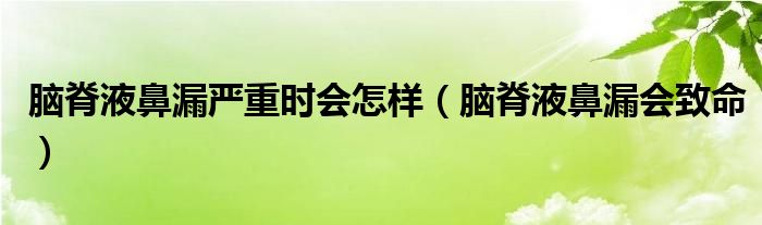 脑脊液鼻漏严重时会怎样（脑脊液鼻漏会致命）