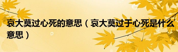 哀大莫过心死的意思（哀大莫过于心死是什么意思）