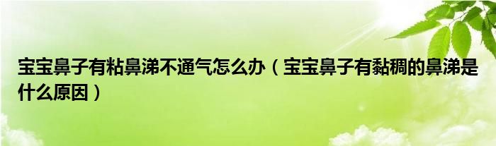 宝宝鼻子有粘鼻涕不通气怎么办（宝宝鼻子有黏稠的鼻涕是什么原因）