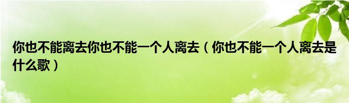 你也不能离去你也不能一个人离去（你也不能一个人离去是什么歌）