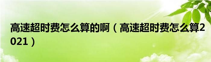 高速超时费怎么算的啊（高速超时费怎么算2021）