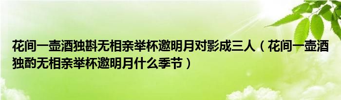 花间一壶酒独斟无相亲举杯邀明月对影成三人（花间一壶酒独酌无相亲举杯邀明月什么季节）