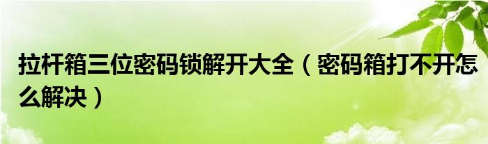 拉杆箱三位密码锁解开大全（密码箱打不开怎么解决）