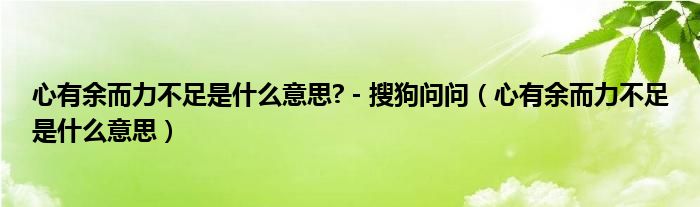 心有余而力不足是什么意思? - 搜狗问问（心有余而力不足是什么意思）