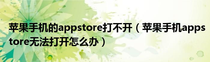 苹果手机的appstore打不开（苹果手机appstore无法打开怎么办）