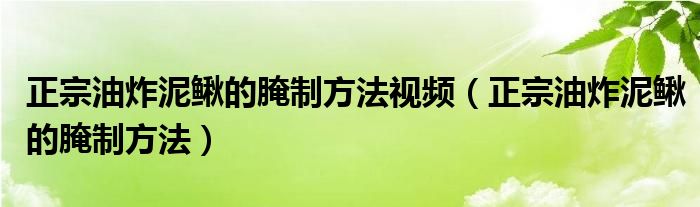 正宗油炸泥鳅的腌制方法视频（正宗油炸泥鳅的腌制方法）