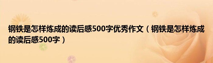 钢铁是怎样炼成的读后感500字优秀作文（钢铁是怎样炼成的读后感500字）