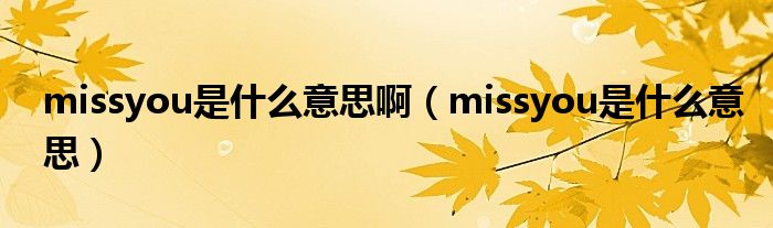 missyou是什么意思啊（missyou是什么意思）