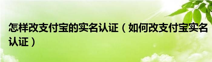 怎样改支付宝的实名认证（如何改支付宝实名认证）