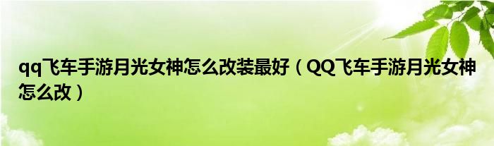 qq飞车手游月光女神怎么改装最好（QQ飞车手游月光女神怎么改）