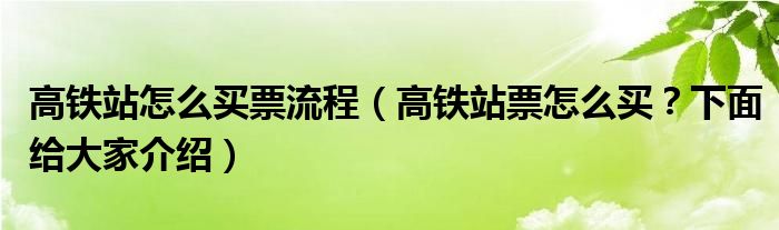 高铁站怎么买票流程（高铁站票怎么买？下面给大家介绍）