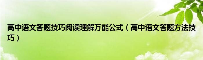 高中语文答题技巧阅读理解万能公式（高中语文答题方法技巧）