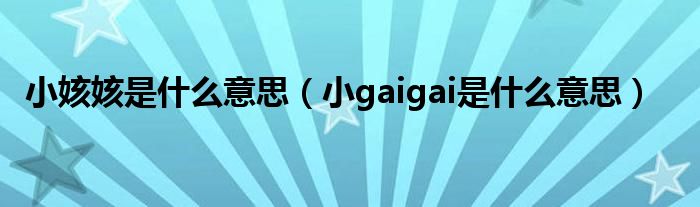 小姟姟是什么意思（小gaigai是什么意思）