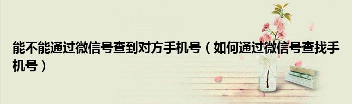 能不能通过微信号查到对方手机号（如何通过微信号查找手机号）